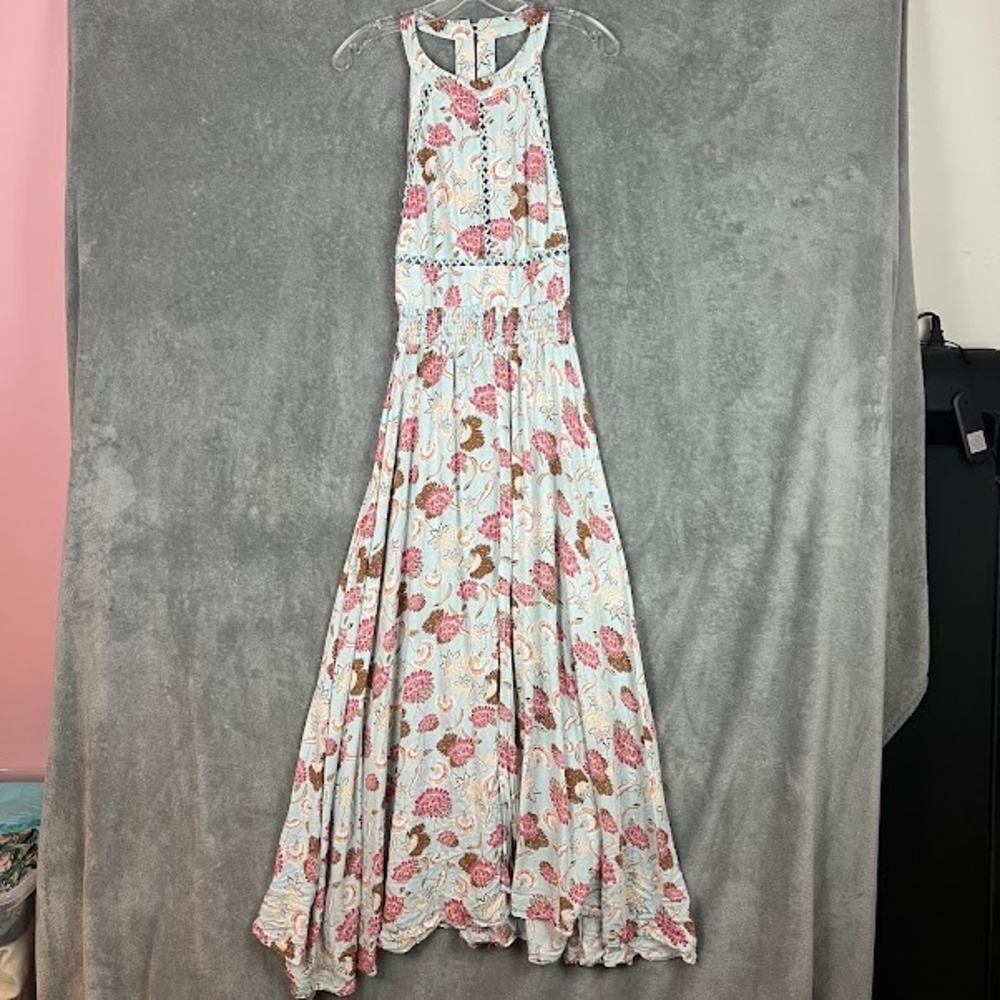 Jaase Bohemian Floral Maxi Dress Womens M Lightweight Beachy Boho Resort
